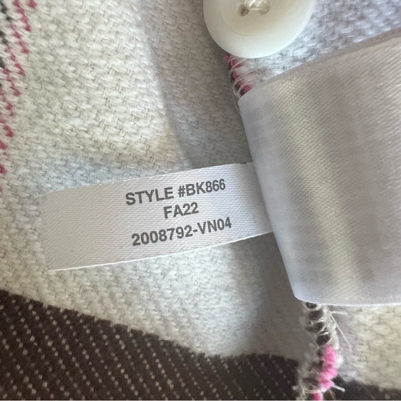 J. Crew Relaxed Flannel Shirt Jacket Shacket in Buffalo Check Brown Pink - Picture 8 of 8